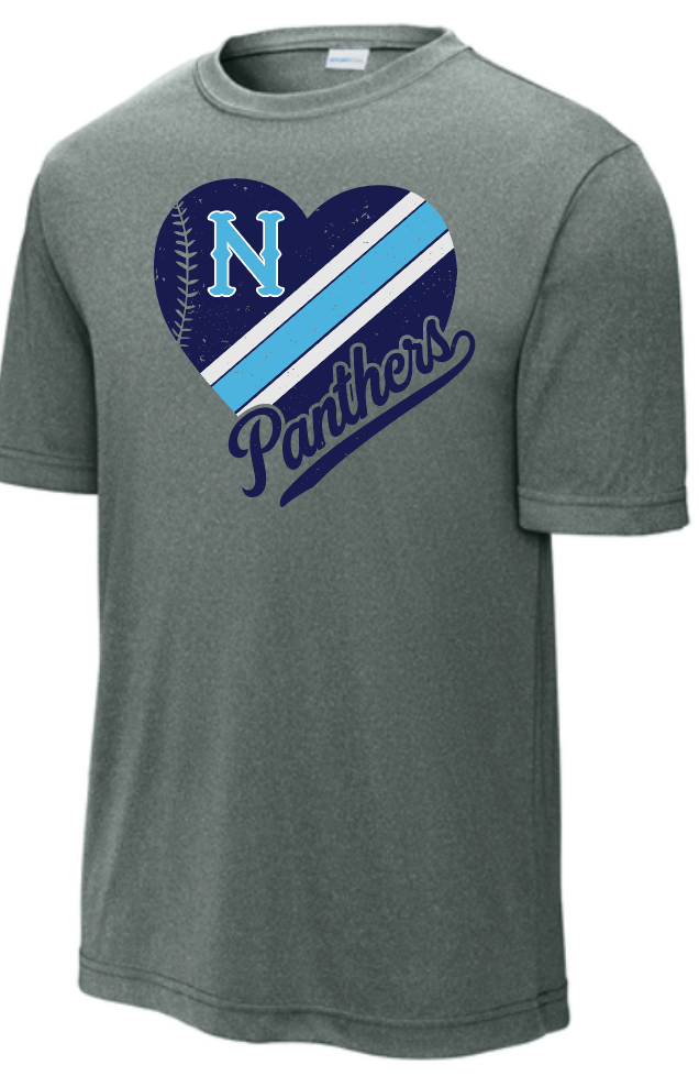 NHS Baseball Panthers Heart Grey