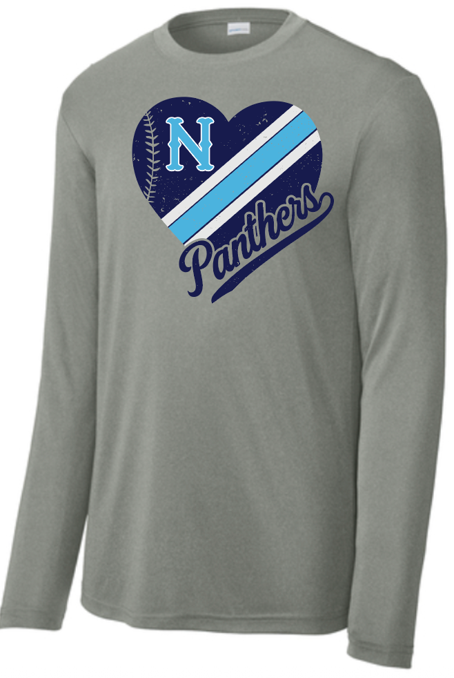 NHS Baseball Panthers Heart Grey