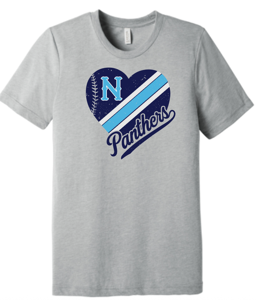 NHS Baseball Panthers Heart Grey