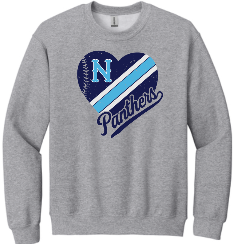 NHS Baseball Panthers Heart Grey