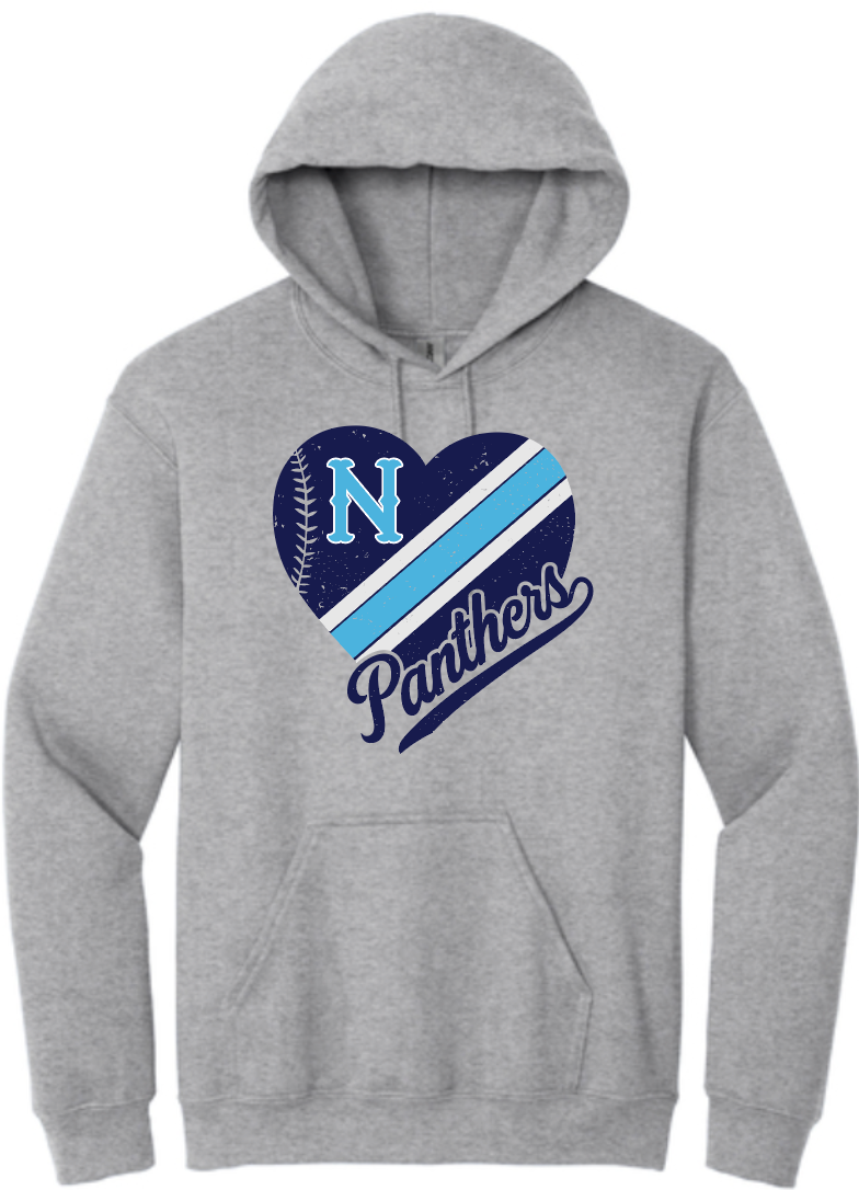 NHS Baseball Panthers Heart Grey