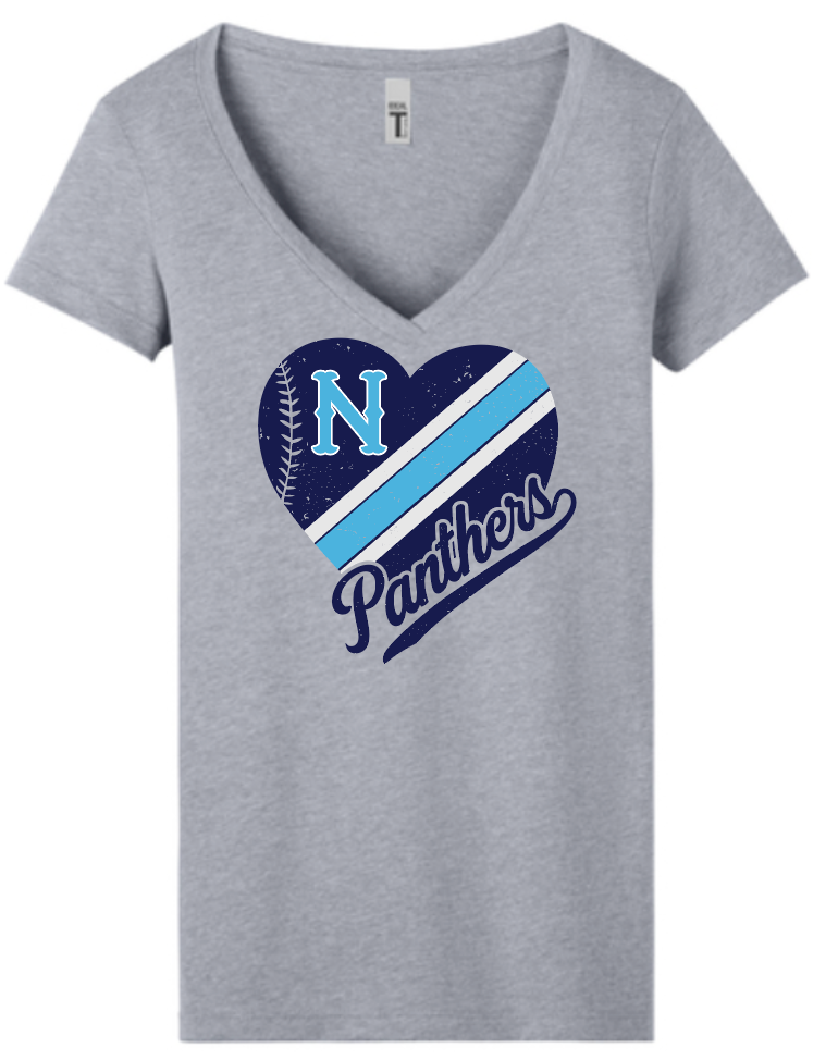 NHS Baseball Panthers Heart Grey